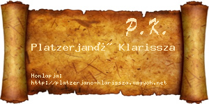 Platzerjanó Klarissza névjegykártya